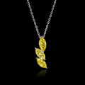 Lab-grown diamond 18K golden diamond marquise three-stone necklace