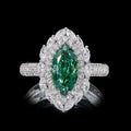 18K fancy-shaped diamonds set with green diamonds luxury diamond ring