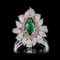 18K fancy-shaped teardrop green diamond luxury ring