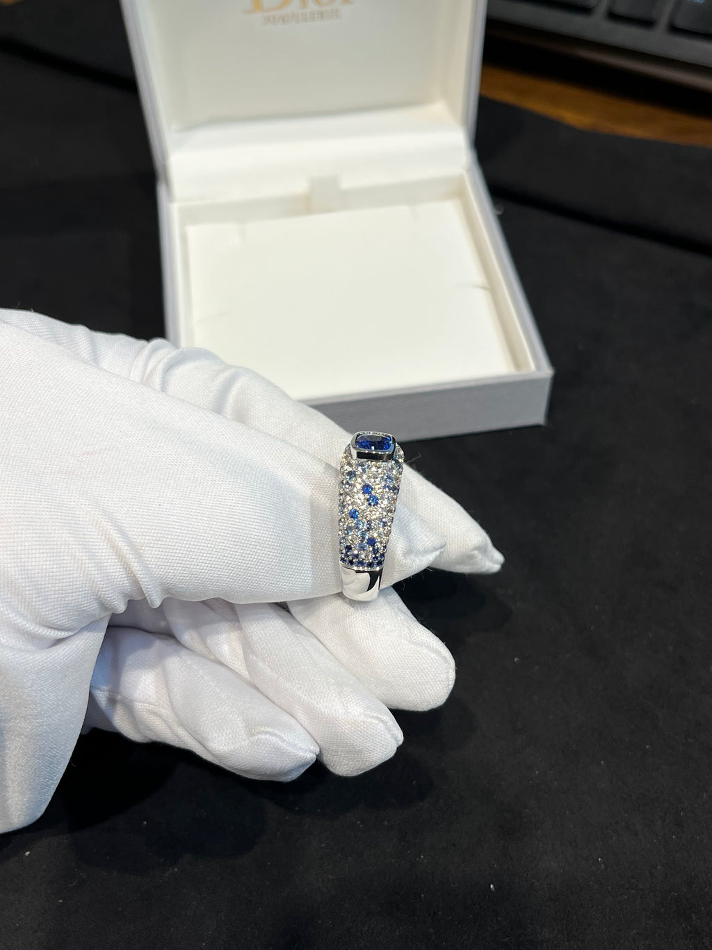 Lab-grown diamond PT950 platinum aquamarine starry diamond ring