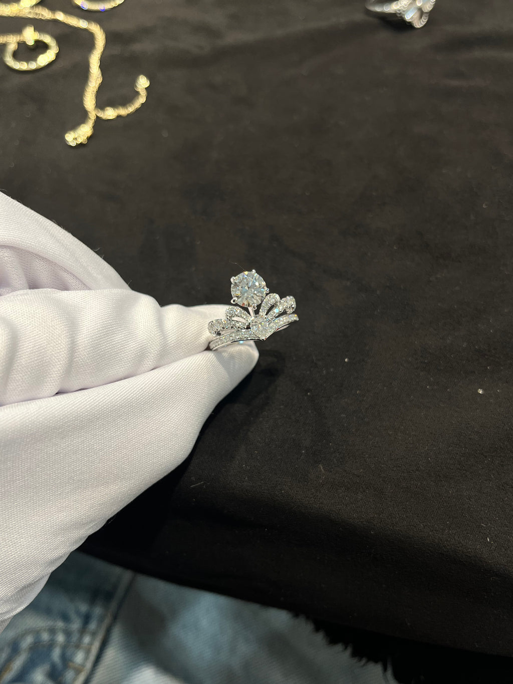 Lab-grown diamond PT950 platinum 3-carat crown diamond ring