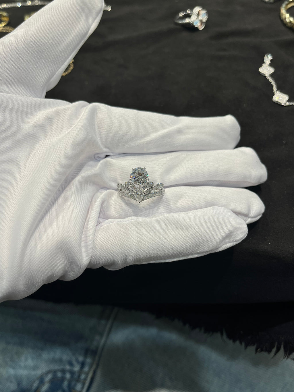 Lab-grown diamond PT950 platinum 3-carat crown diamond ring