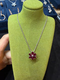 Lab-grown diamond PT950 platinum red petal diamond necklace