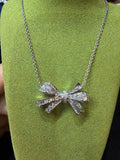 Lab-grown diamond 18K white gold bow princess diamond necklace