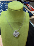 Lab-grown diamond PT950 platinum loop teardrop four-leaf clover diamond necklace