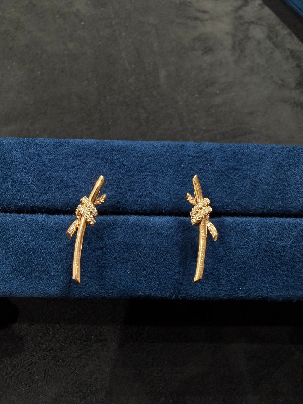 Lab-grown diamond 18K rose gold knotted diamond stud earrings