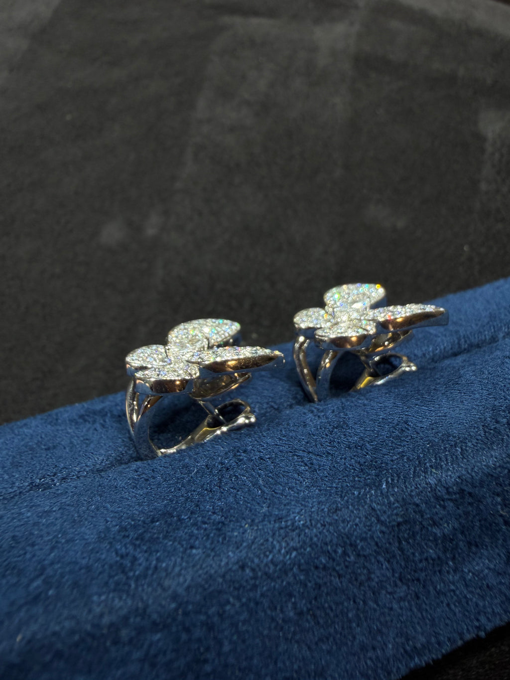 Lab-grown diamond 18K white gold full diamond luxury butterfly earrings