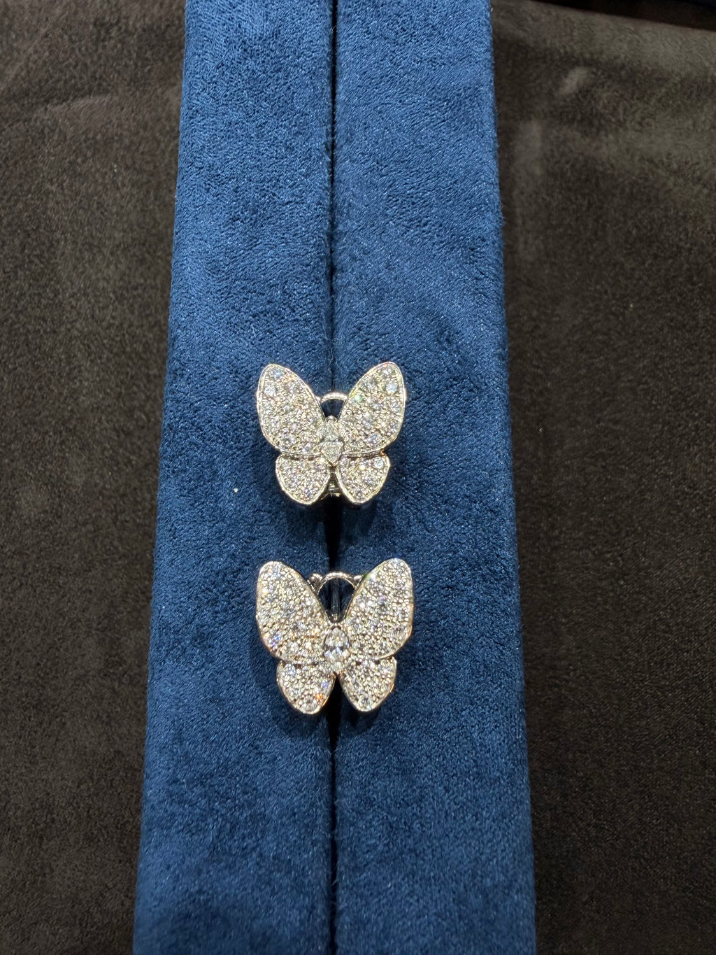 Lab-grown diamond 18K white gold full diamond luxury butterfly earrings