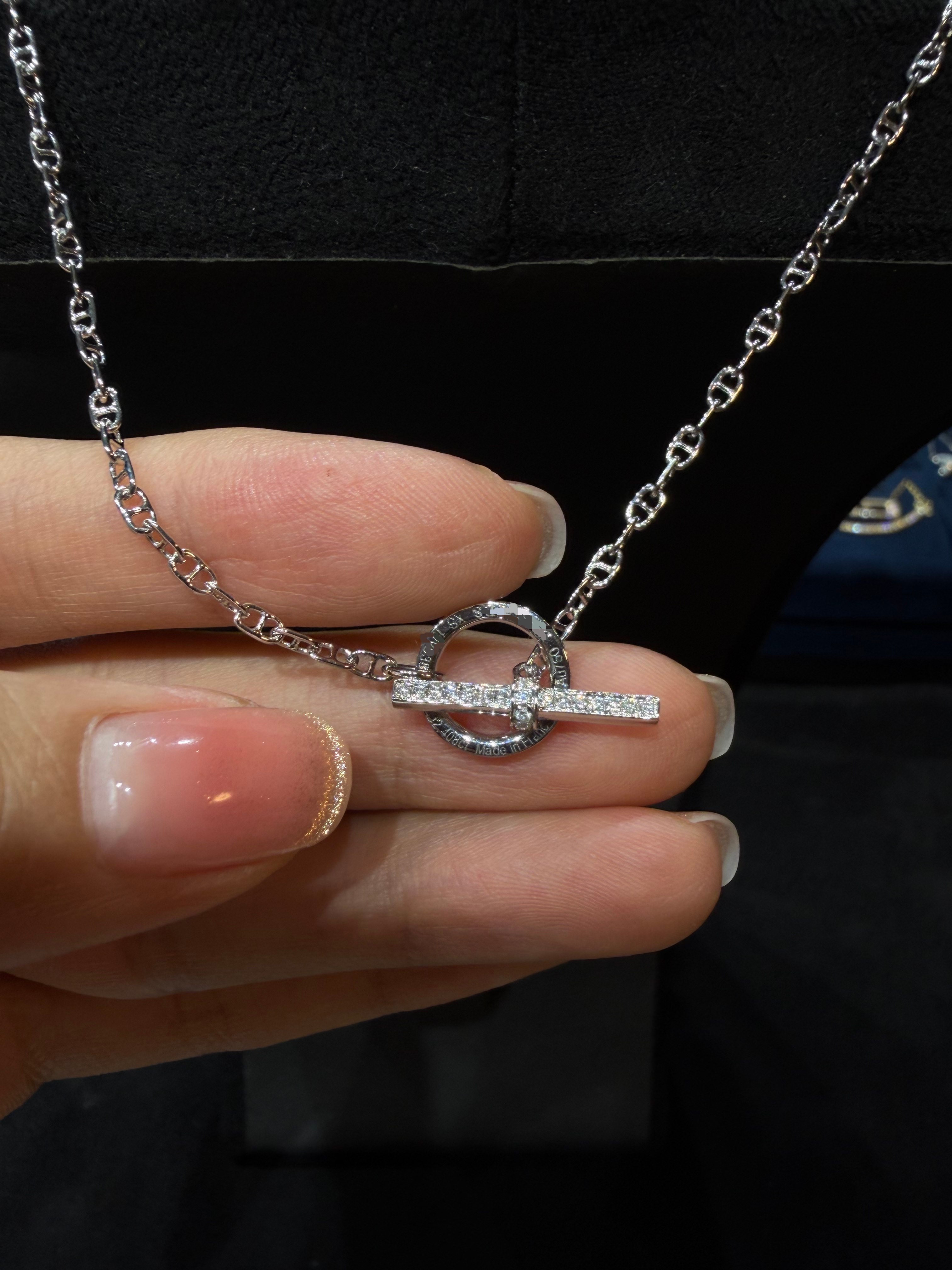 Lab-grown diamond 18K white gold pig nose tassel diamond necklace