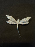 18K white gold dragonfly brooch with full diamonds, can be worn as a pendant.