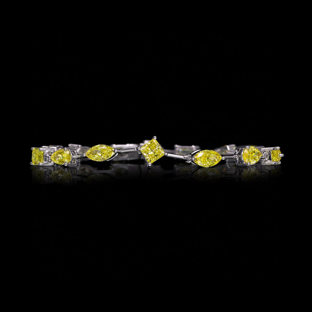 18K fancy-shaped diamond 1-carat yellow diamond bracelet