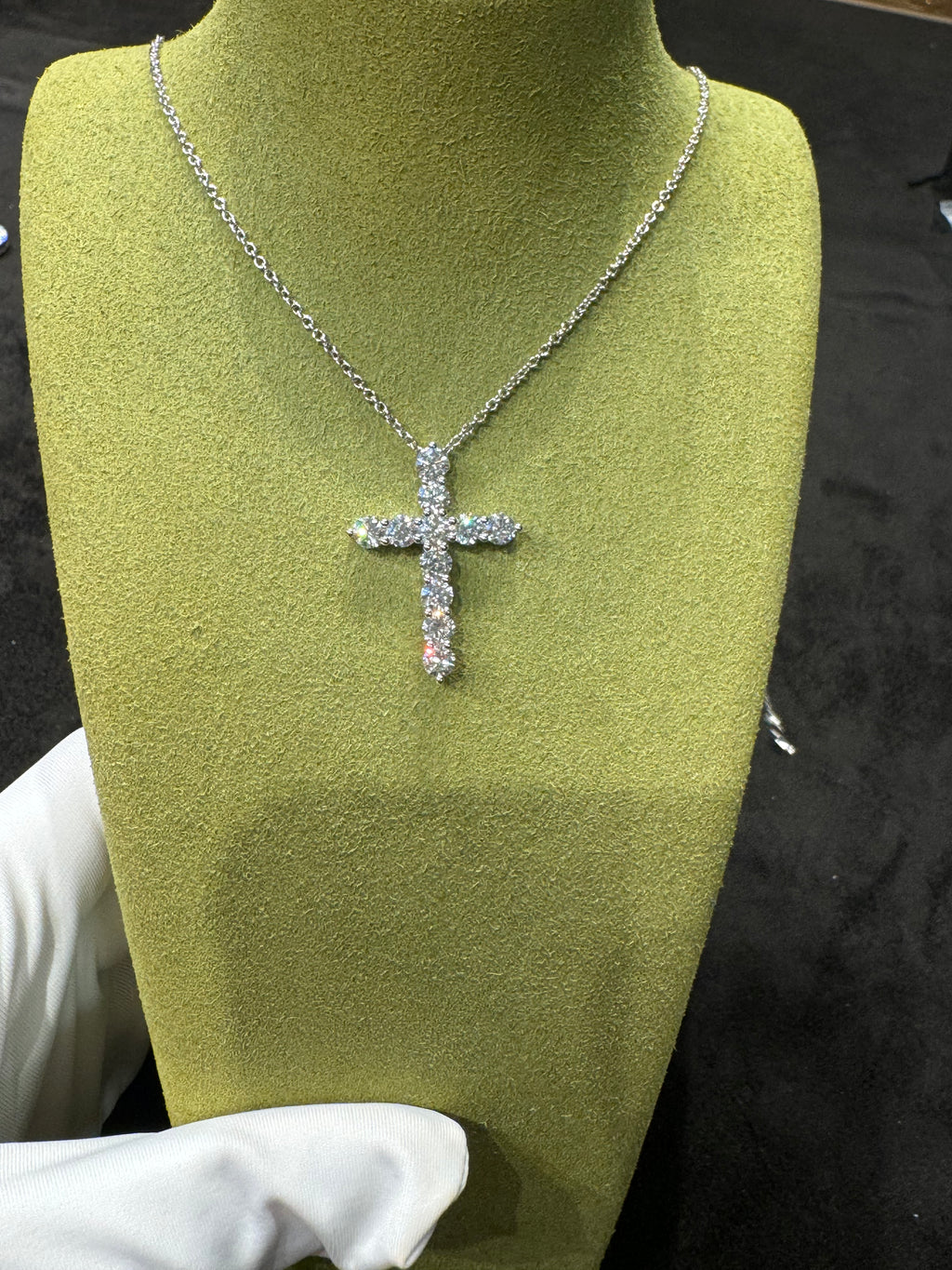 Lab-grown diamond 18K gold cross necklace, classic, understated luxury, and unique design.