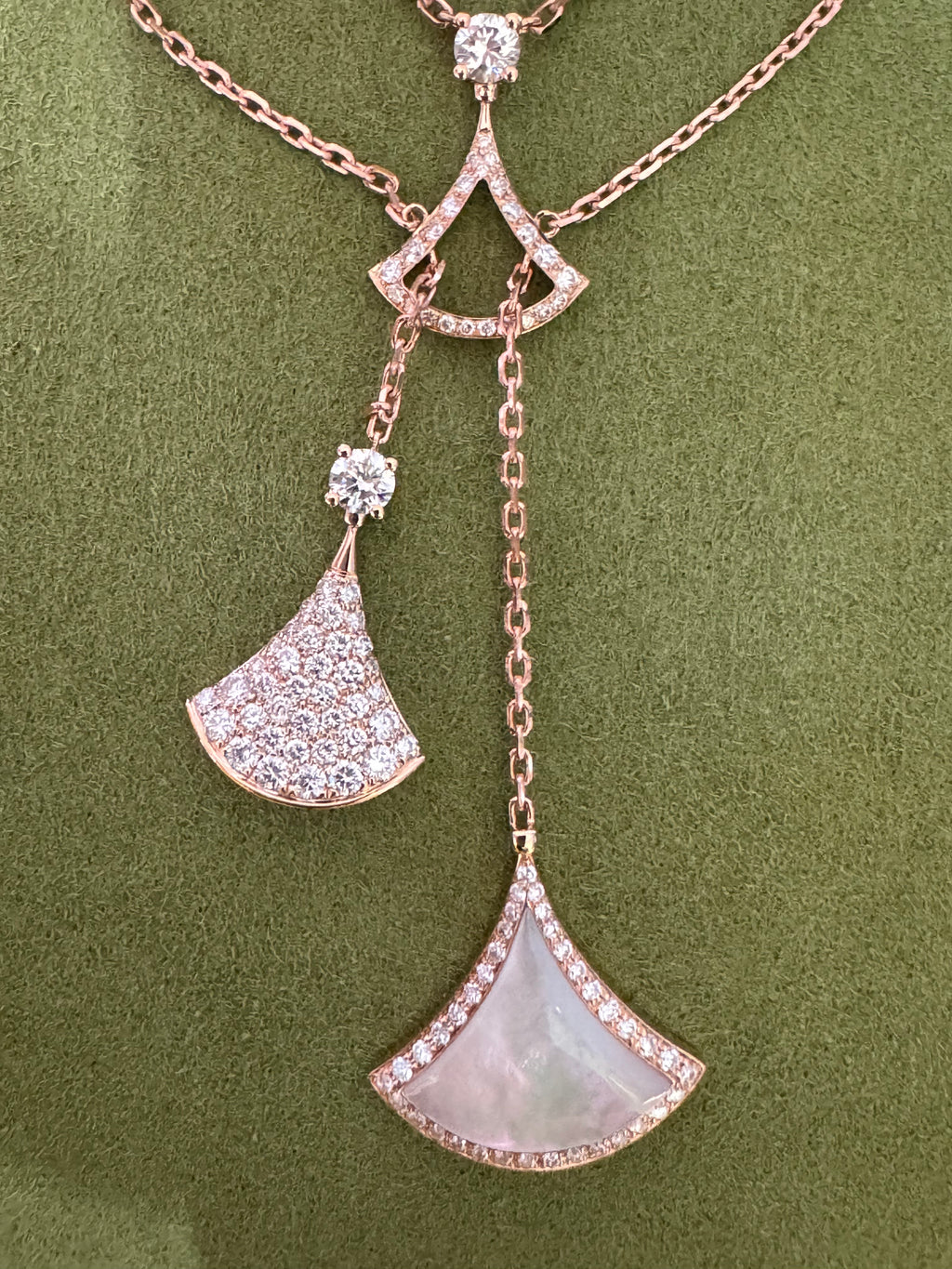 Lab-grown diamond 18K gold fan-shaped tassel full diamond necklace