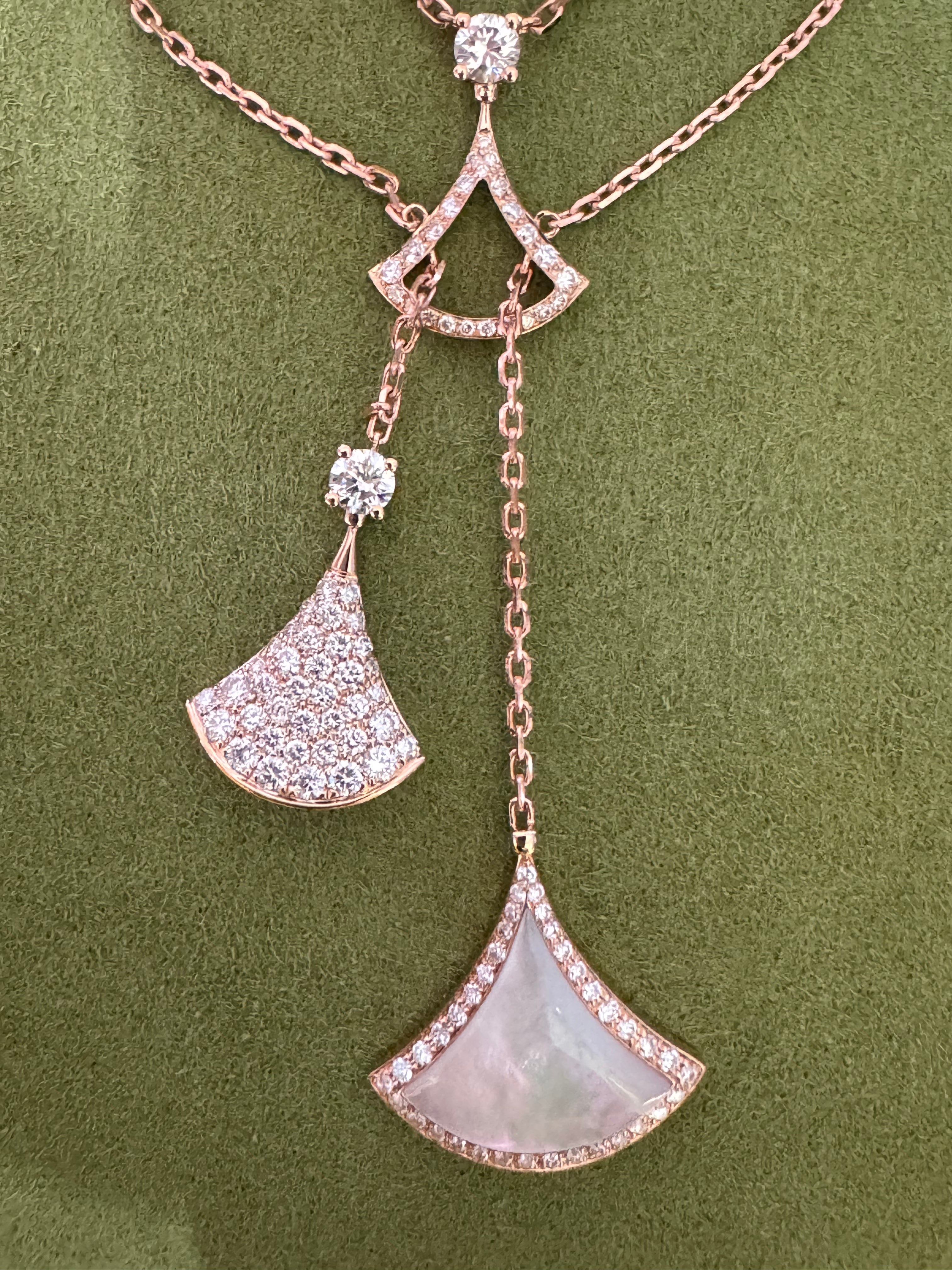 Lab-grown diamond 18K gold fan-shaped tassel full diamond necklace