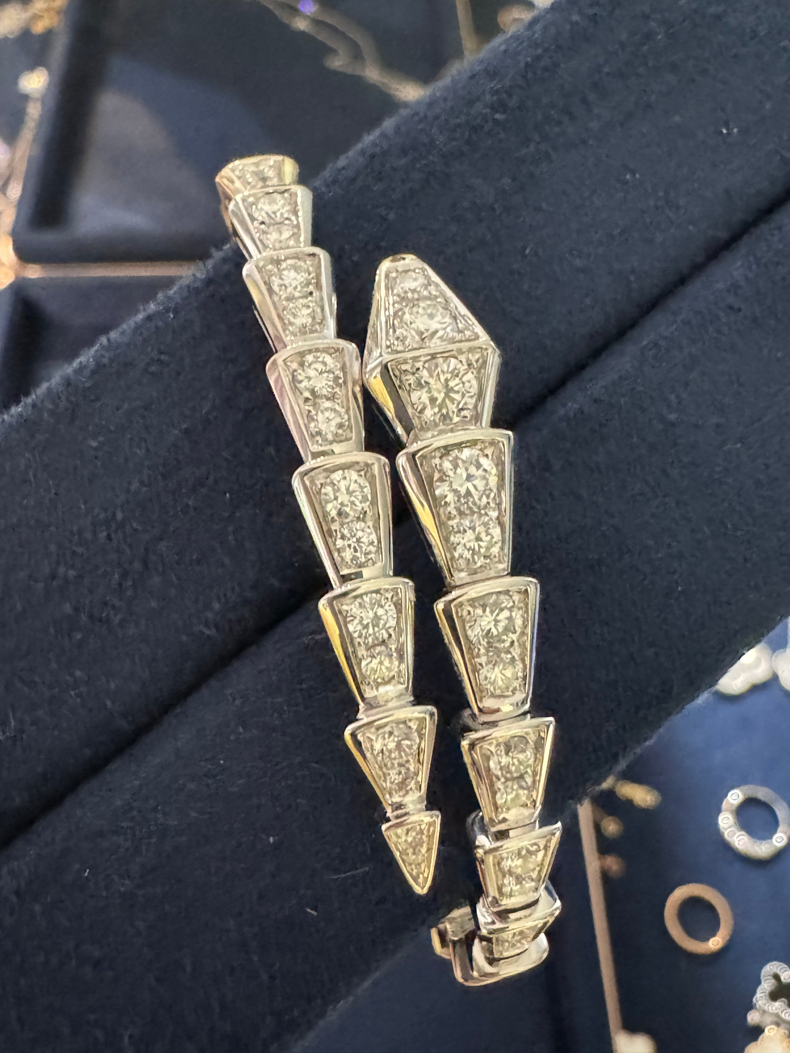 Lab-grown diamond 18K white gold full diamond snake bracelet