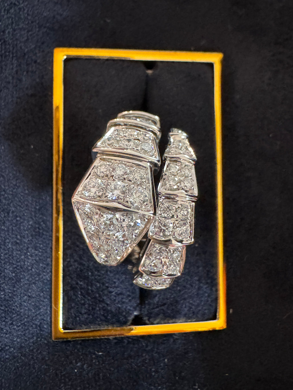 Lab-grown diamond 18K white gold wide snake ring