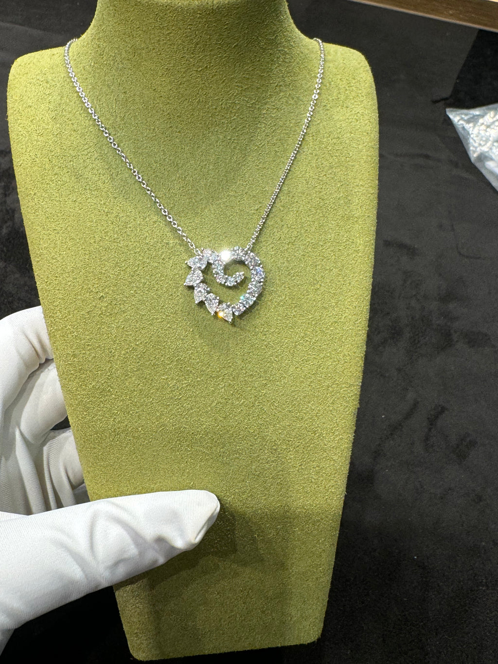 Lab-grown diamond PT950 platinum teardrop heart diamond necklace