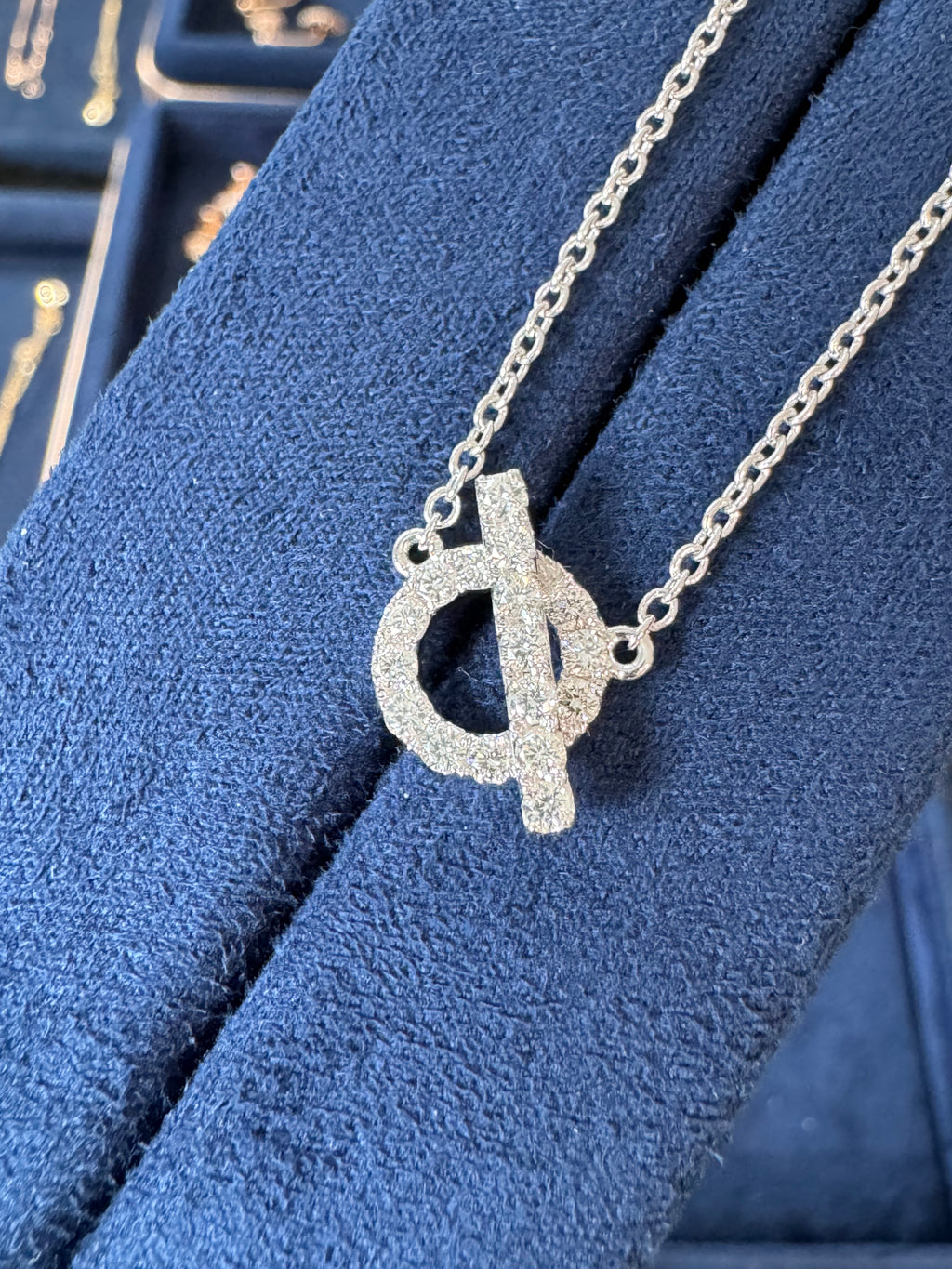 Lab-grown diamond 18K white gold mini pig nose full diamond necklace