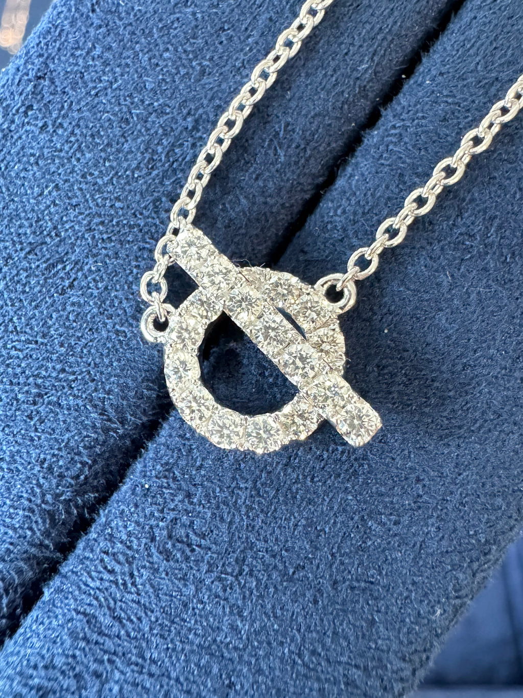 Lab-grown diamond 18K white gold mini pig nose full diamond necklace