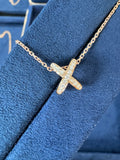 Lab-grown diamond 18K gold cross-diamond necklace