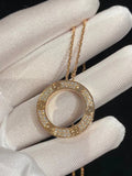 Lab-grown diamond 18K gold disc necklace with starry pattern