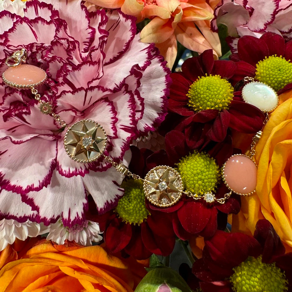 Lab-grown diamond 18K rose gold eight-pointed star rose compass diamond bracelet