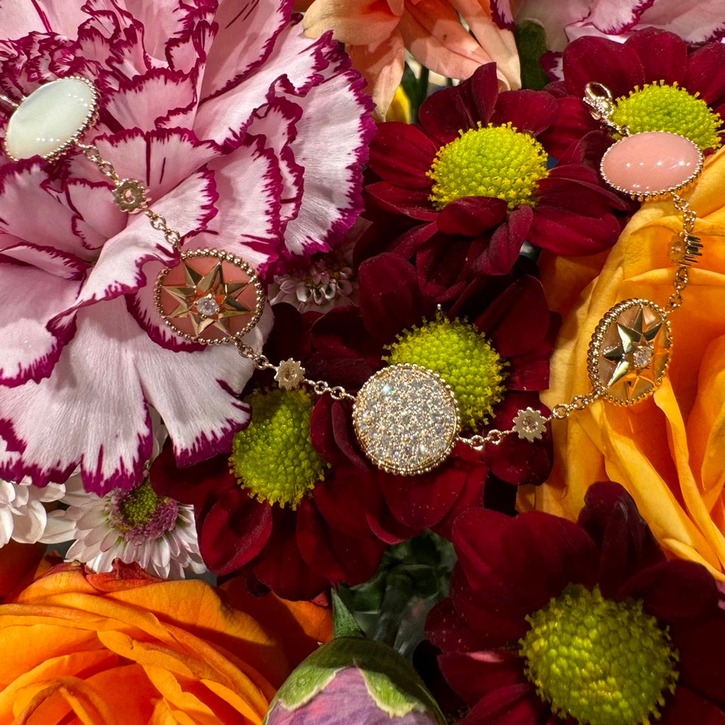 Lab-grown diamond 18K rose gold eight-pointed star rose compass diamond bracelet