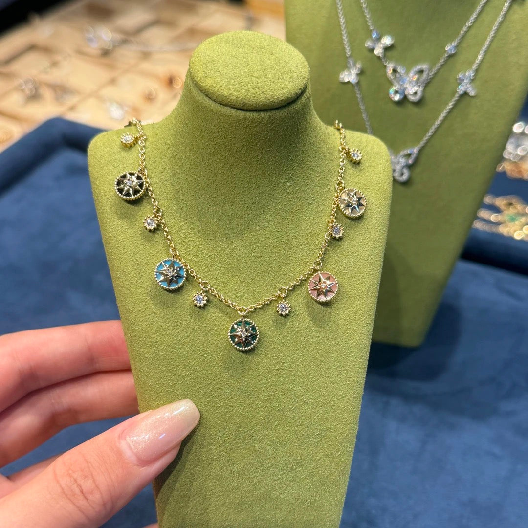 Lab-grown diamond 18K colored rose quartz diamond bracelet, sweet and lively, a niche style.