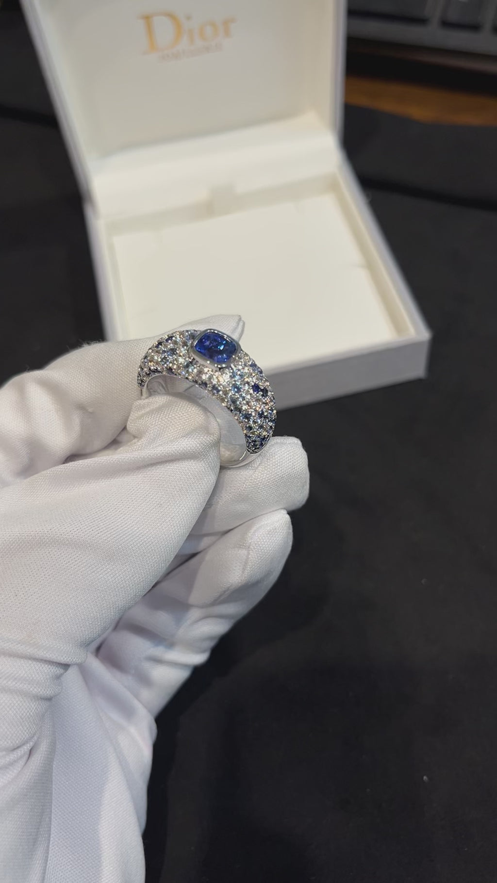 Lab-grown diamond PT950 platinum aquamarine starry diamond ring