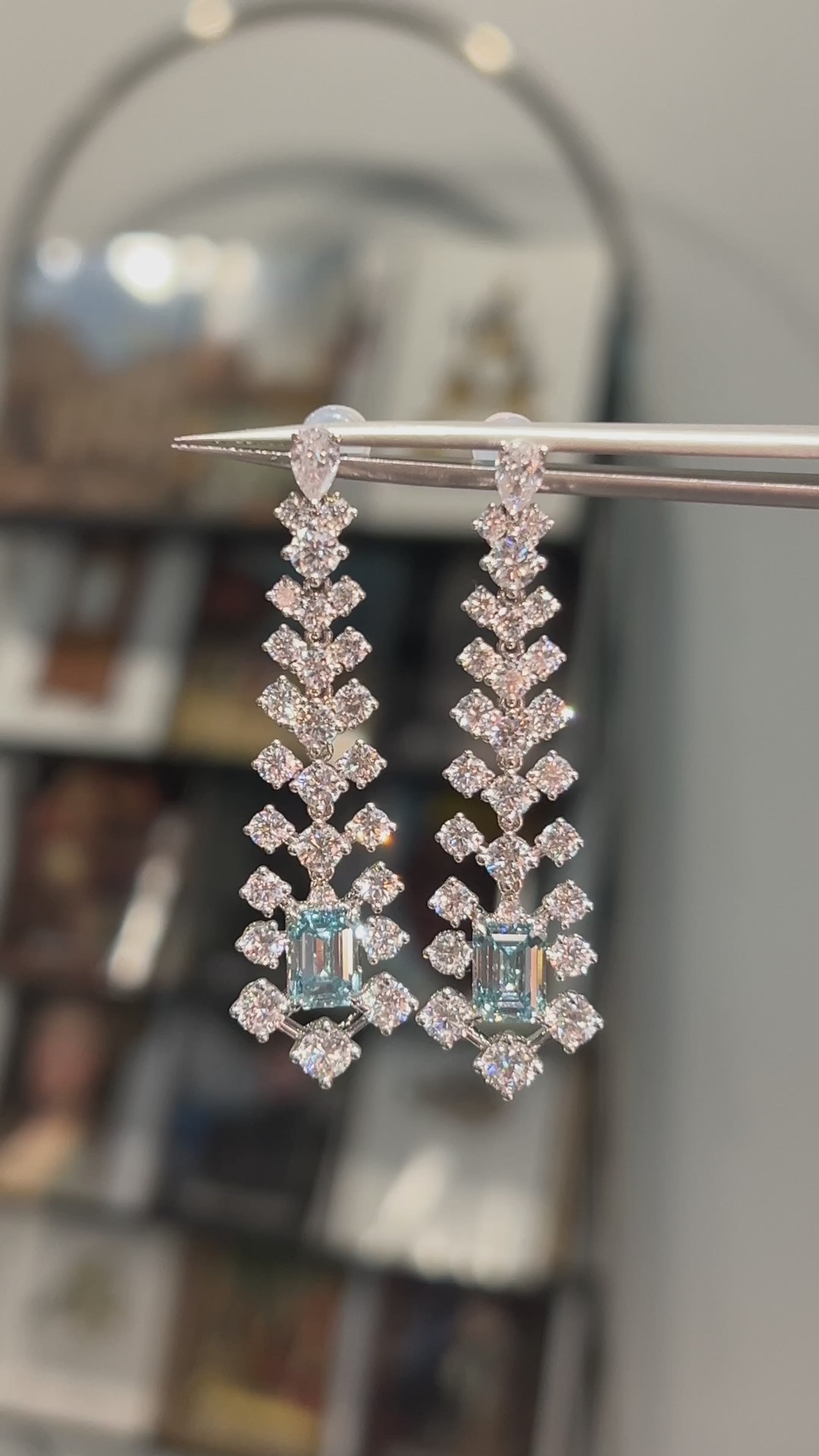 18K aquamarine and diamond stud earrings
