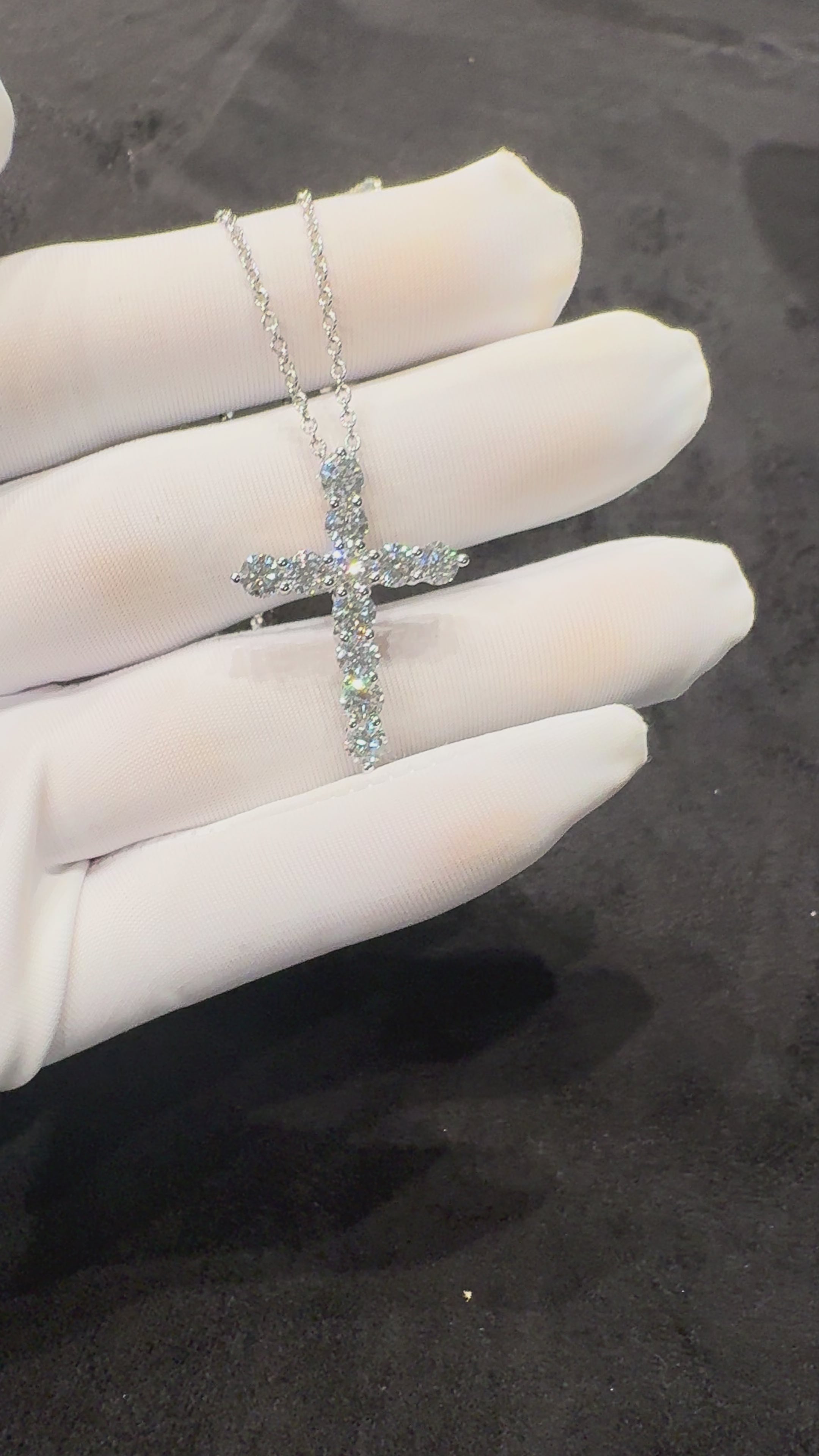 Lab-grown diamond 18K gold cross necklace, classic, understated luxury, and unique design.
