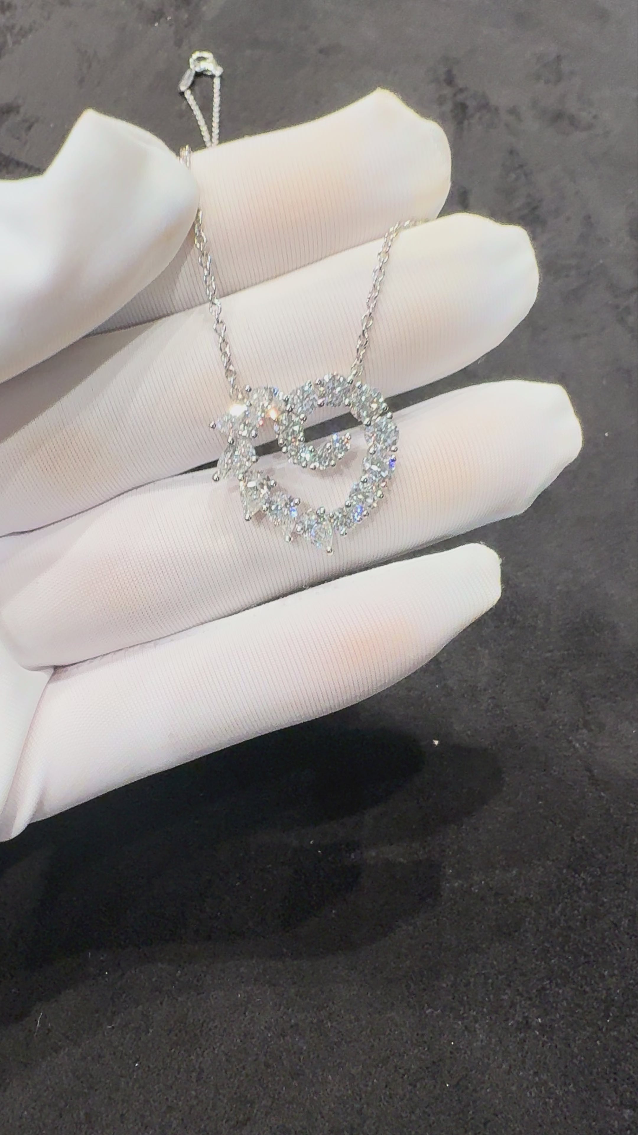 Lab-grown diamond PT950 platinum teardrop heart diamond necklace
