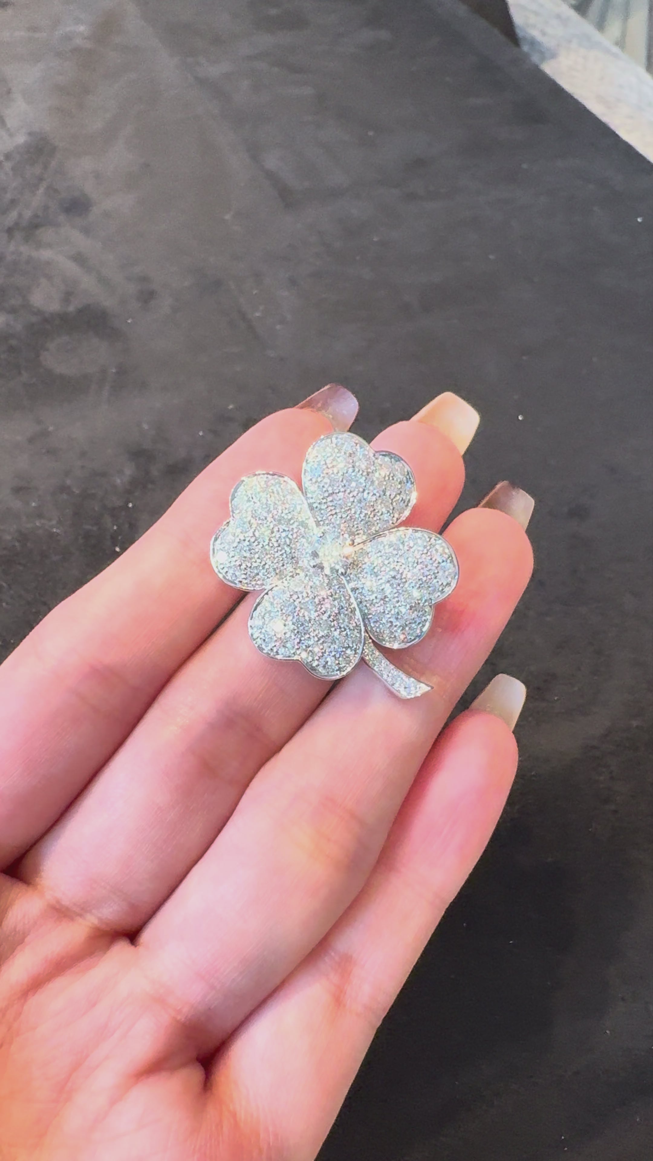 18K Gold Vintage Style Four-Leaf Clover Luxury Diamond Brooch